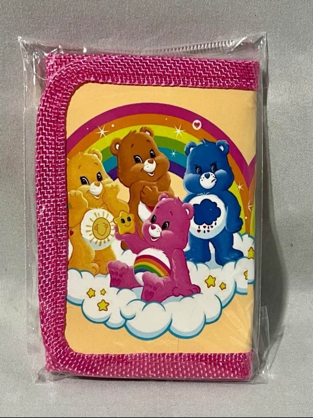 Care Bears Pink Trim Rainbow Cloud Wallet with Colorful Bears